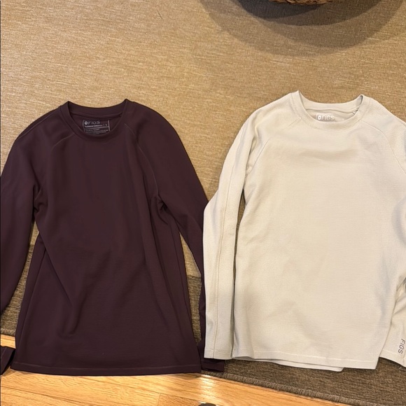 Figs Other - NWOT Set of Two Long Sleeve Shirts - Dark Maroon and Light Cream